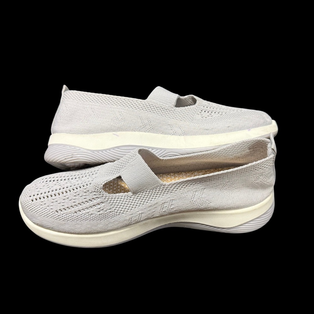 Orthowalk 9 Light Grey Knit Mary Jane Slip On Orthopedic Walking Sneaker Comfort - Picture 4 of 8